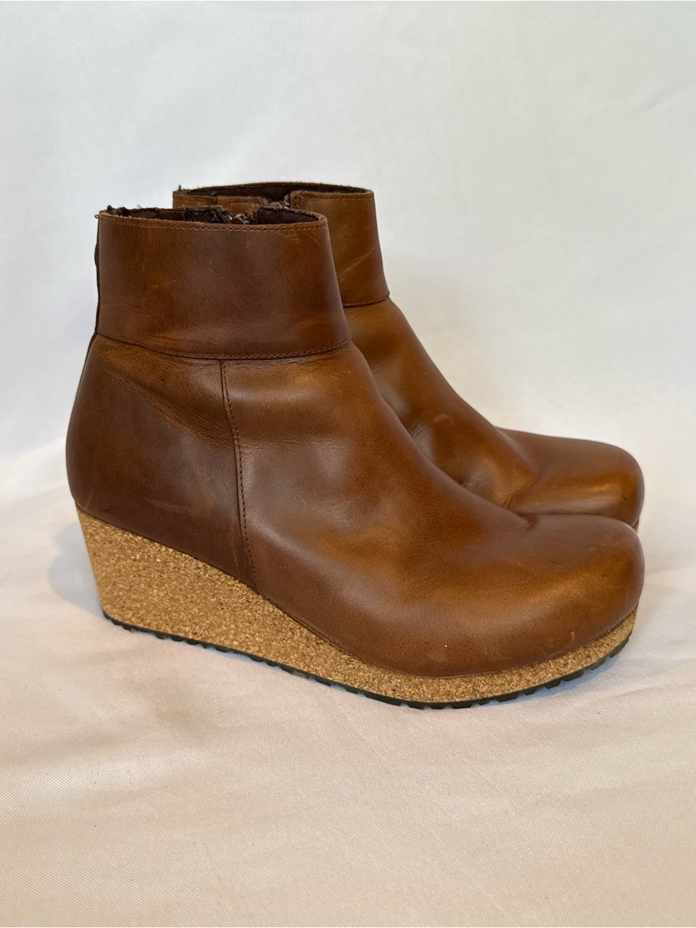 Papillio Brown Leather Wedge Ankle Booties